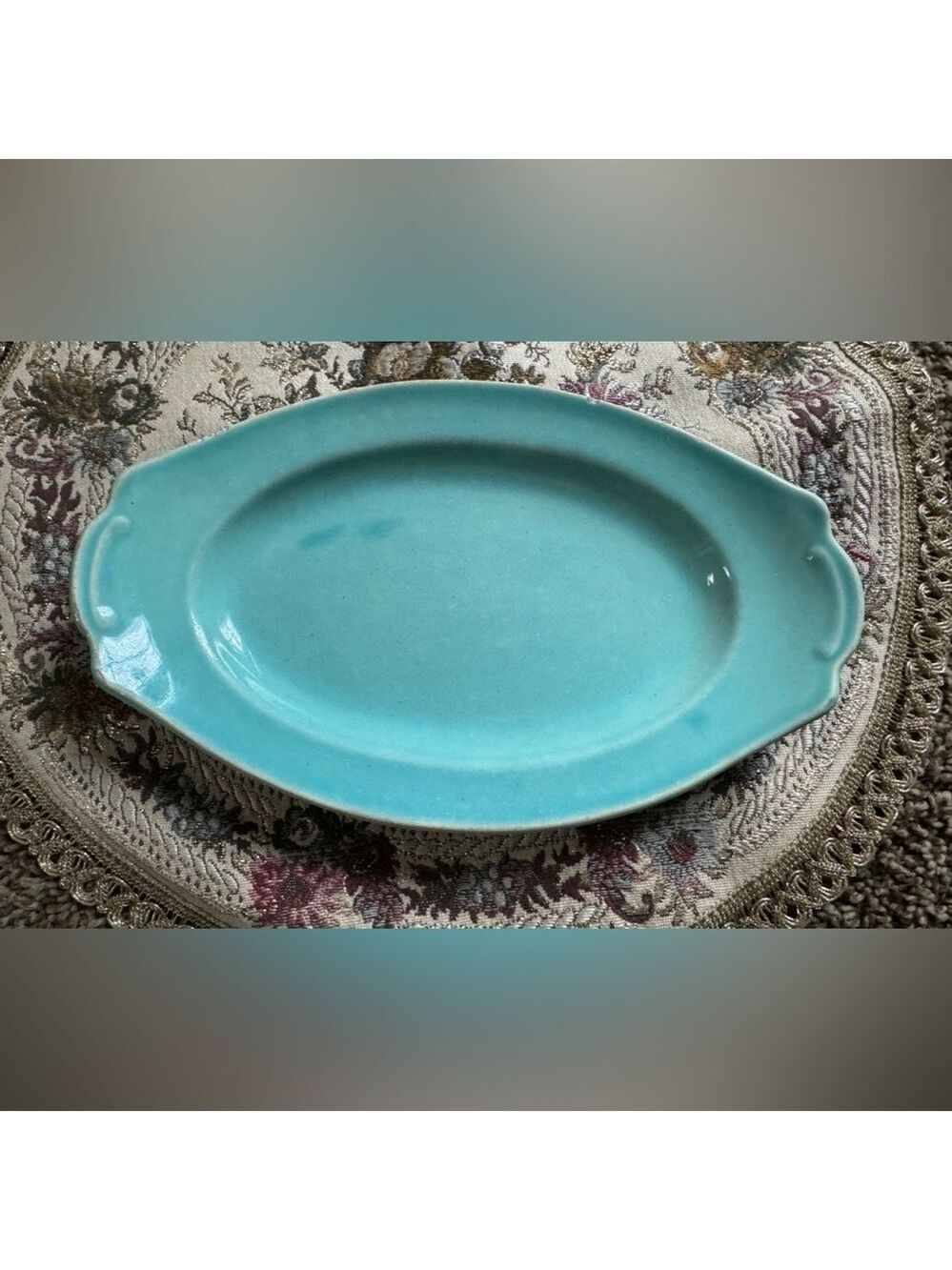 Vintage Caliente California Pottery Oval Small Plate – Turquoise